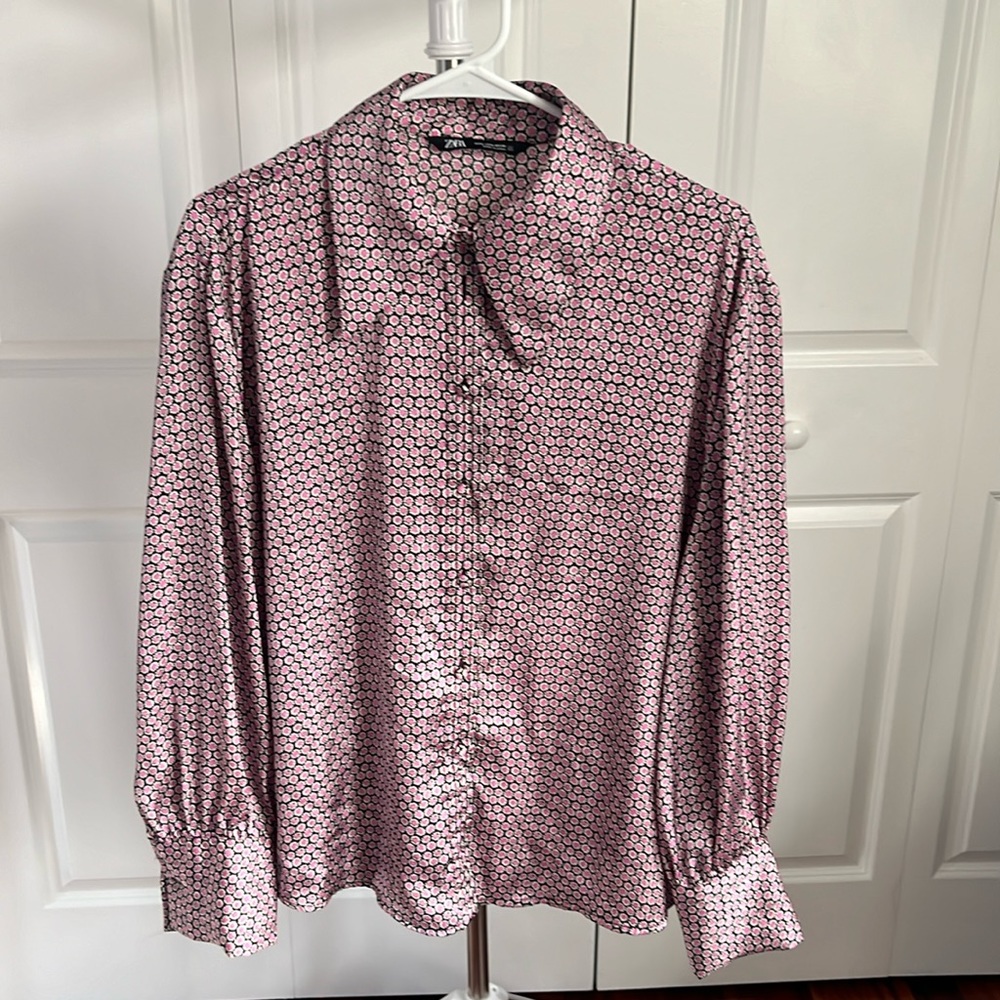 Zara black and pink blouse size large